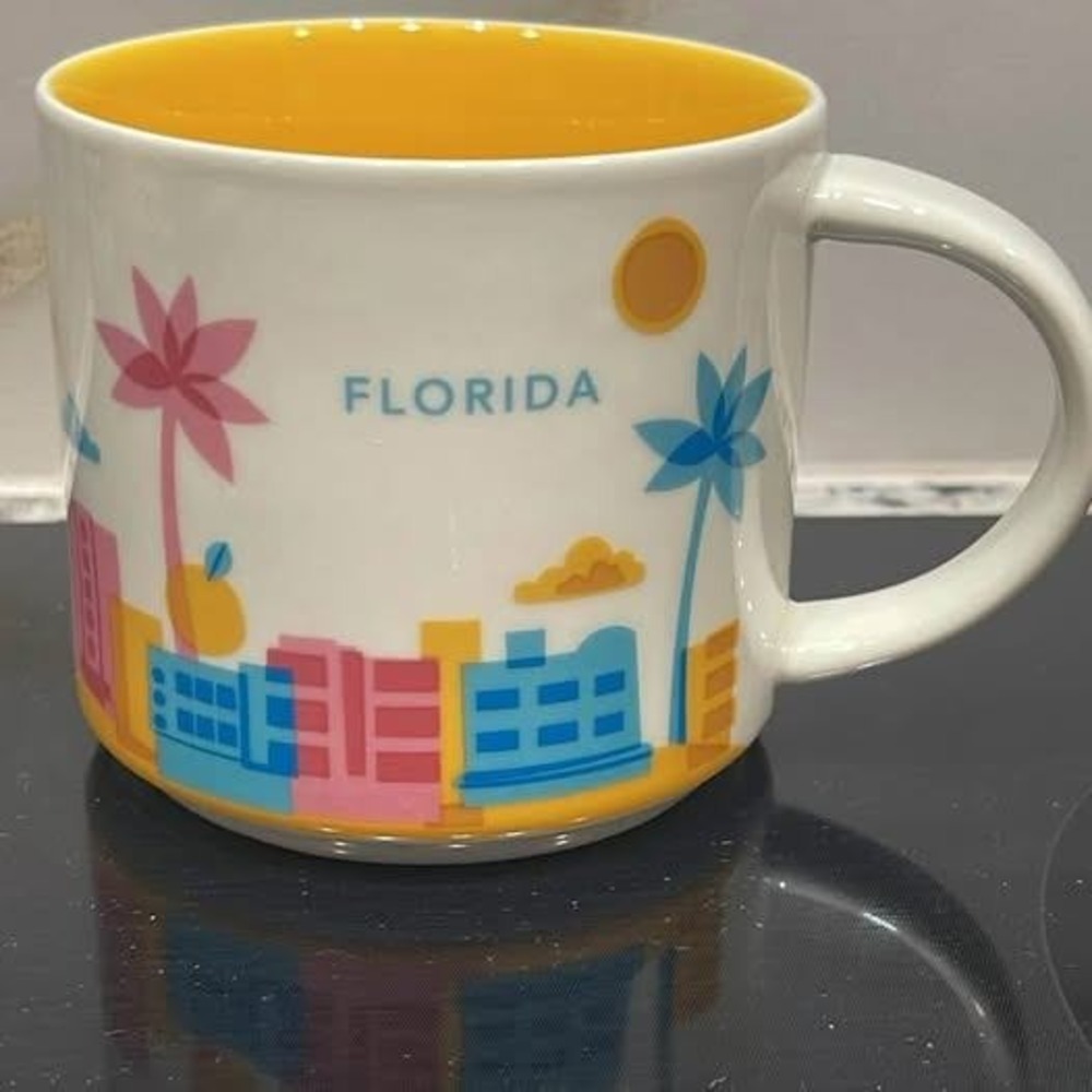 Starbucks You Are Here Collection Florida Coffee Mug 14oz 2015 Yellow Interior